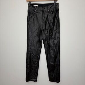 GAP Cheeky Straight Sky High‎ Faux Leather Pants Black Womens Size 26